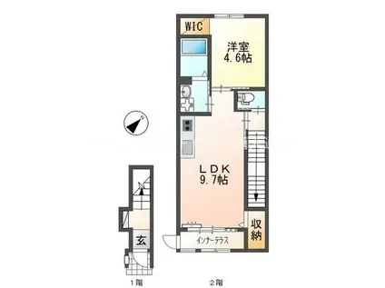クルール(1LDK/2階)の間取り写真