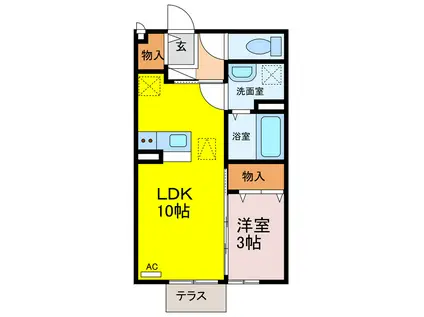 ヴィヴレ(1LDK/1階)の間取り写真