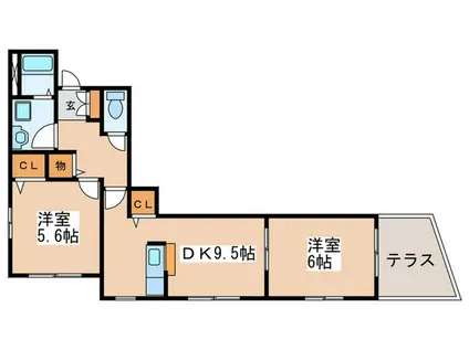 クレストT&M弐番館(2DK/1階)の間取り写真