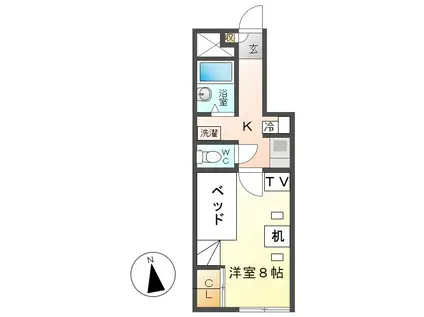 レオパレスクレール田島(1K/1階)の間取り写真