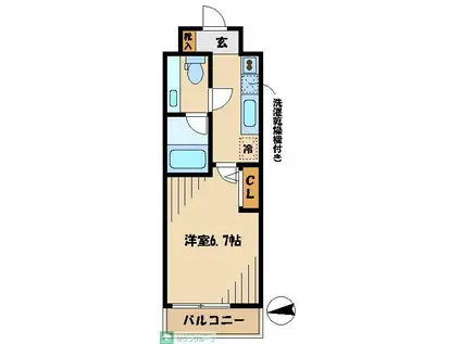 KDXレジデンス戸越(1K/3階)の間取り写真