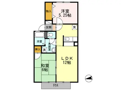 コートダジュールTIIA棟(2LDK/1階)の間取り写真