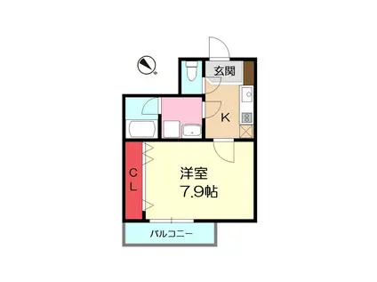 センプリーチェ ラ ヴィータ(1K/2階)の間取り写真