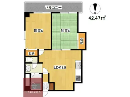 エドケンベルトピア豊中I(2LDK/3階)の間取り写真