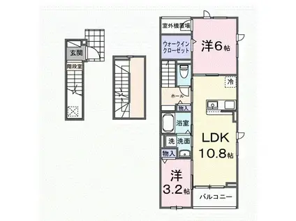 アンサードリーム加古川(2LDK/3階)の間取り写真