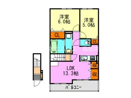 ヒルズガーデン(2LDK/2階)の間取り写真