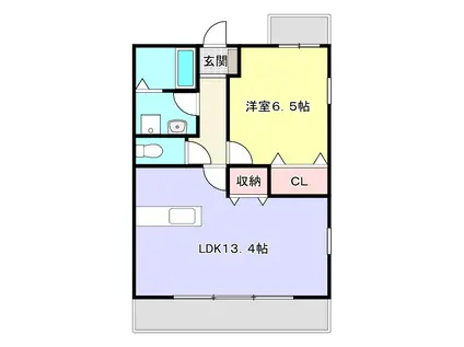 ルネス・リバーサイドKITAJIMA(1LDK/2階)の間取り写真