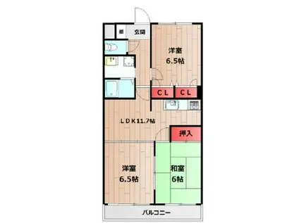 レア・シャトーシンワ(3LDK/1階)の間取り写真