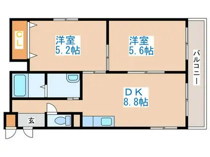 ビッグバ-ンズMS八軒III(2DK/3階)の間取り写真