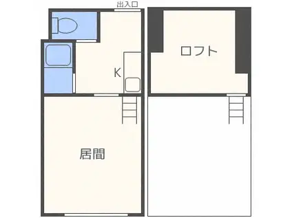 アルビオンシティ南郷13(1K/2階)の間取り写真