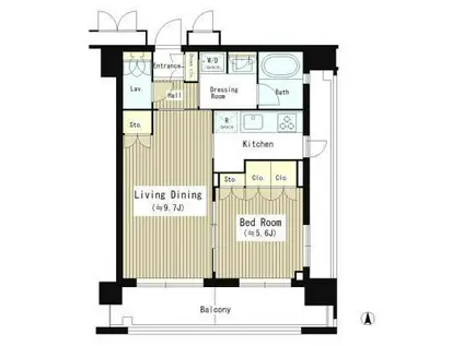 東五反田レジデンス(1LDK/2階)の間取り写真