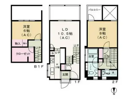 BELLE LUMIERE ベルルミエール(2LDK/B1階)の間取り写真