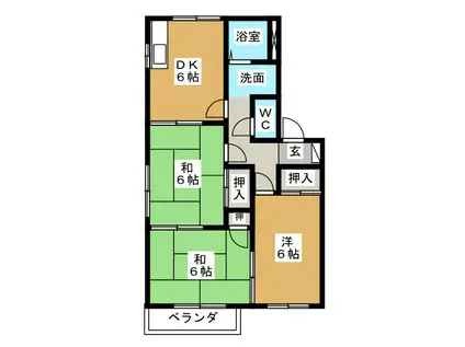 ファミールTUCHIYA C棟(3DK/2階)の間取り写真