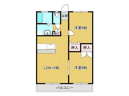 クリスタルメゾン中白川(2LDK/2階)の間取り写真
