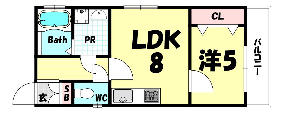 ウエストコート3番館(1LDK/1階)の間取り写真