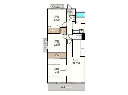 アヴァンティ東住吉(3LDK/5階)の間取り写真