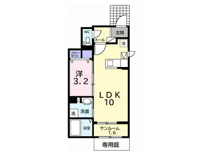 ウイング・コート V(1LDK/1階)の間取り写真