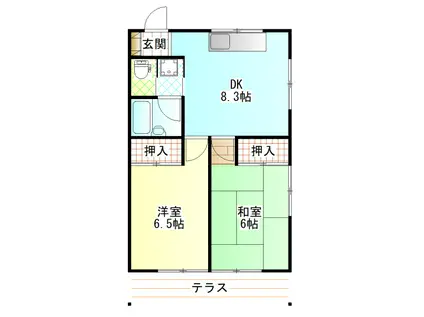 ローズガーデンA(2DK/1階)の間取り写真
