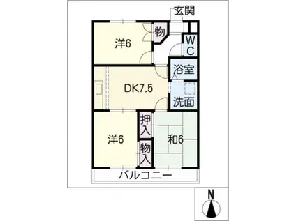 GLYZINIE(3DK/2階)の間取り写真