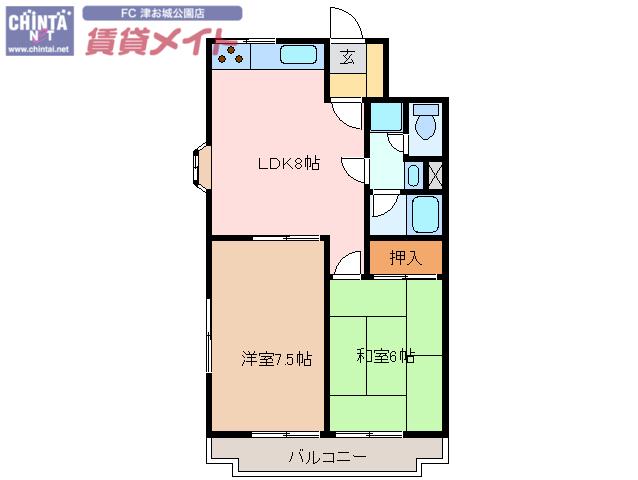 グリーンハイツ大谷(2LDK/2階)の間取り写真