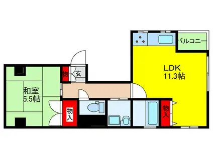 田井ビル(1LDK/2階)の間取り写真