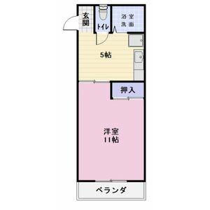 エブリワン西棟(1DK/2階)の間取り写真