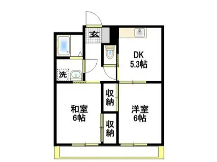 メープルハイツA(2DK/2階)の間取り写真