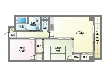 エルデ山坂(2LDK/5階)の間取り写真