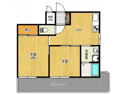 チサンマンション大手門(2DK/2階)の間取り写真