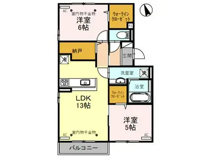 CONTINUER S(2LDK/2階)の間取り写真