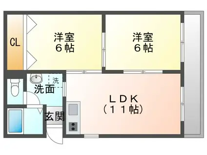 フォルテ名谷(2LDK/3階)の間取り写真