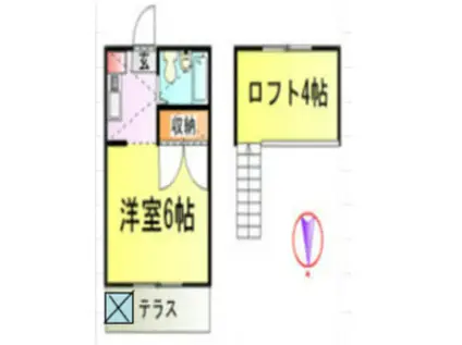 エスエーシー西八王子(ワンルーム/1階)の間取り写真