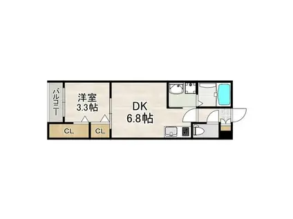 メゾンルミナ(1DK/3階)の間取り写真