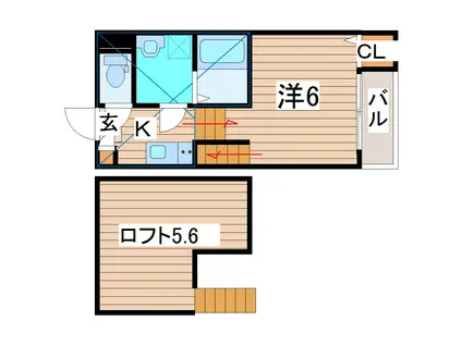 ノースフラワー台原(1K/2階)の間取り写真