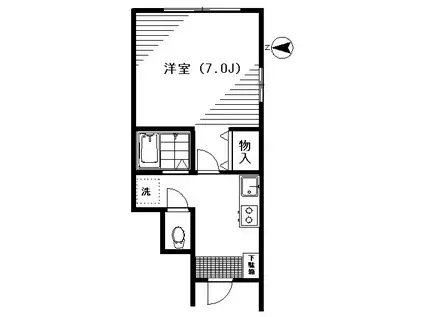 イルマーレ千歳船橋(1K/1階)の間取り写真