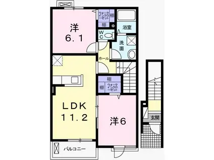 メゾン・ド・キャッスル(2LDK/2階)の間取り写真