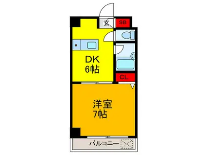 グランパレス小路東(1DK/4階)の間取り写真
