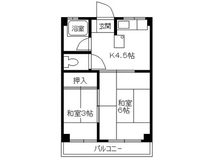 朝倉ビルII(2K/3階)の間取り写真