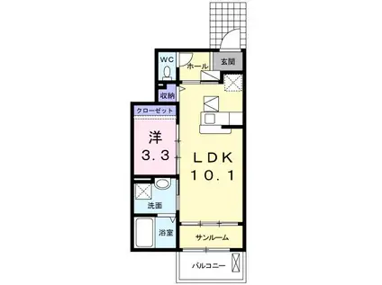 エミネンス川中島(1LDK/1階)の間取り写真
