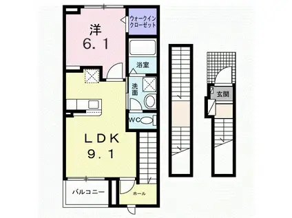 ナナラーピカケ(1LDK/3階)の間取り写真