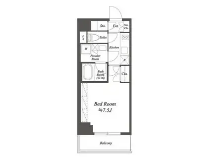 ブライズ白金台(1K/6階)の間取り写真