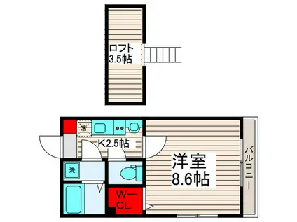LIBERTE谷塚(1K/3階)の間取り写真