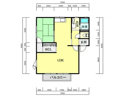 スイートム21(1LDK/2階)の間取り写真