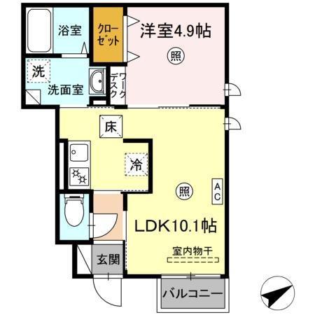シュクル(1LDK/1階)の間取り写真