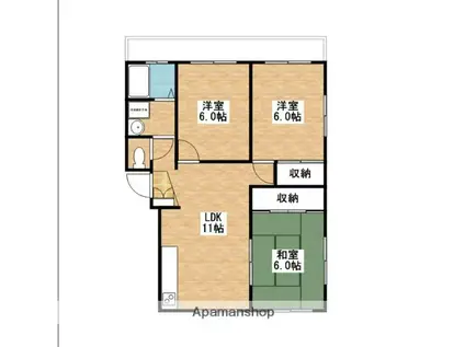 メロディーハイムしみず(3LDK/3階)の間取り写真