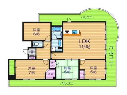 カスタリア阿倍野(4LDK/5階)の間取り写真