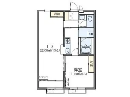 レオパレスヴィラこもれび(1LDK/1階)の間取り写真