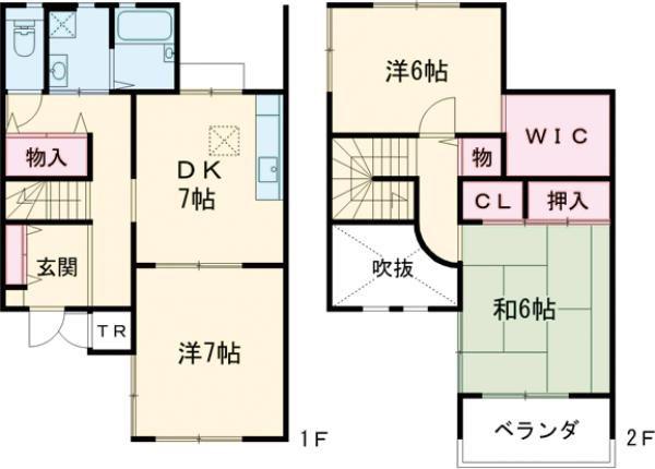 フェザントアイII(3DK/1階)の間取り写真