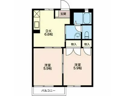 グランドール伊勢宮(2DK/1階)の間取り写真