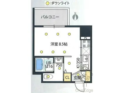 イノセント堂山(ワンルーム/2階)の間取り写真